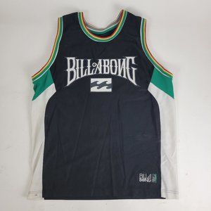 Mens Billabong Rasta Reggae Hawaii Embroidered Jersey Tank Black Large